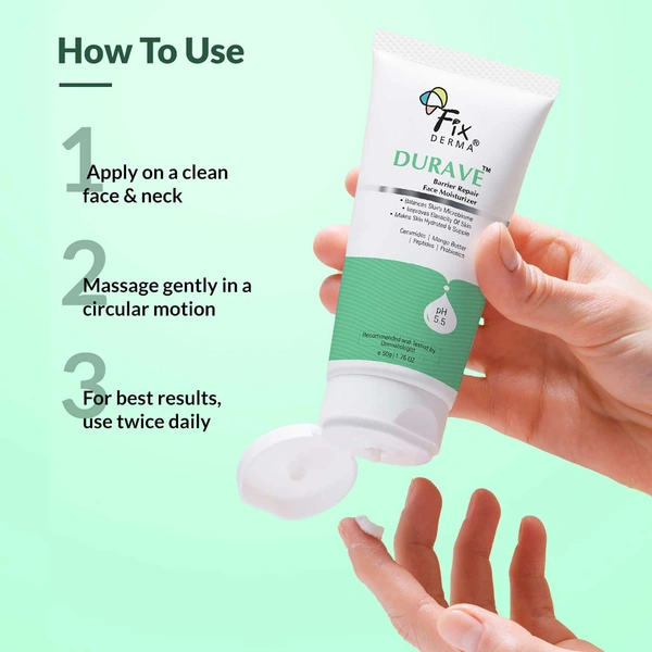 Fixderma Durave Ceramide Moisturizer 50g | With Peptide & Mango Butter | Strengthens Skin Barrier, Deep Moisturizes, Repairs Dryness & Enhances SmoothnessFor All Skin Type