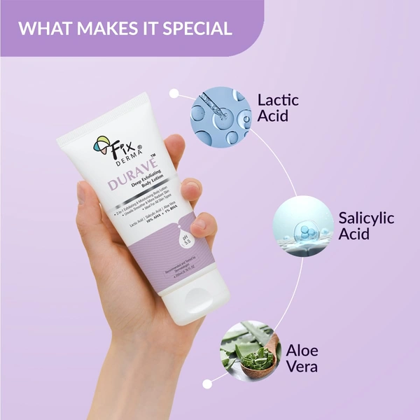 Fixderma Durave Deep Exfoliating Body Lotion 200ml | 10% AHA + 1% BHA with Lactic & Salicylic Acid | Smoothens Rough Texture, Exfoliates & Brightens SkinFor All Skin Types