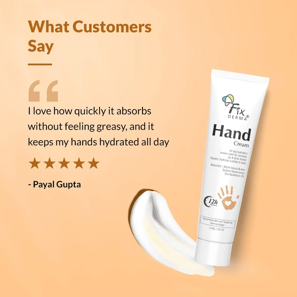 Fixderma Hand Cream 30g | Hand Moisturizer for Dry, Rough & Itchy Hands | Cocoa Butter Nourishing Hand Cream | Soft, Smooth, Hydrated Hands for Women & Men | Suitable for All Skin Types