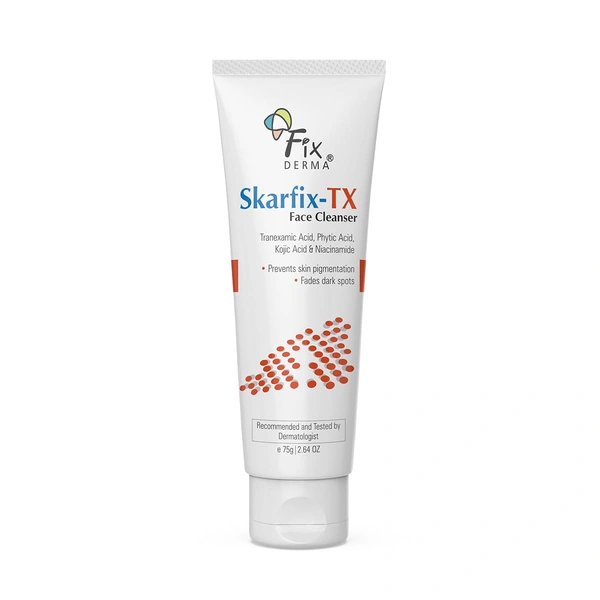 Fixderma Skarfix-TX Face Cleanser with Tranexamic Acid, Kojic Acid & Niacinamide | Advanced Pigmentation Face Wash | Brightens, Evens Skin Tone | Suitable for All Skin Types - 75gm