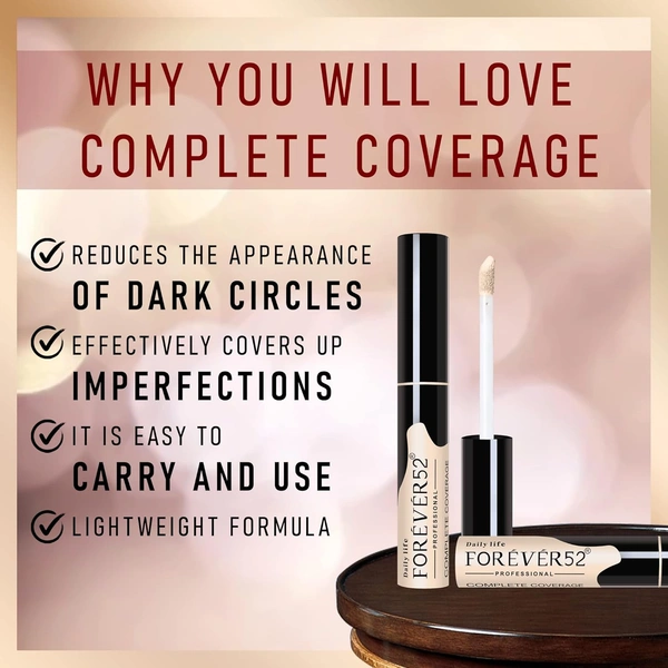 Forever52 Forever 52 Complete Coverage Concealer | Perfect for Dark Circles | Brightening | Best for Fair Skin | Long-lasting | Natural Finish | Flawless Skin | Lightweight Formula | Flat White - 002