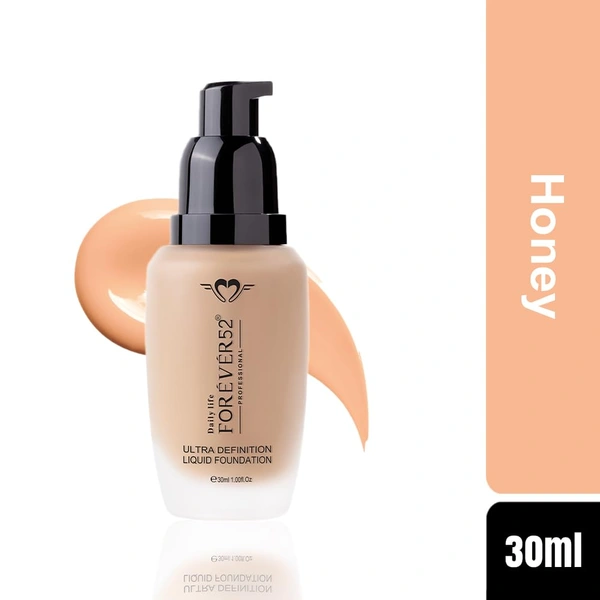 Forever52 Forever 52 Daily Life Ultra Definition Liquid Foundation Honey-14 , 30ml | Flawless, Lightweight Coverage for Medium to Deep Skin Tones | Long Lasting | Creamy Foundation |