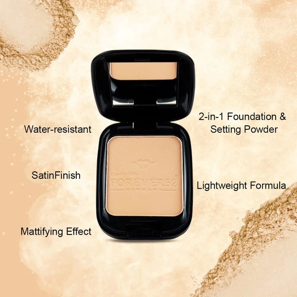 Forever52 Forever 52 Daily Life Wet & Dry Compact Powder | Dual Coverage | Matte Finish | Lightweight | Long Lasting | 2 in 1 Foundation & Setting Powder | ( Beige-006, 12g)