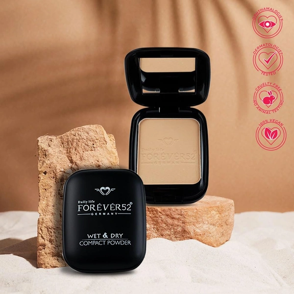 Forever52 Forever 52 Daily Life Wet & Dry Compact Powder | Versatile Dual Coverage | Matte Finish | Lightweight | Long Lasting | 2 in 1 Foundation & Setting Powder |( Natural-003, 12g )