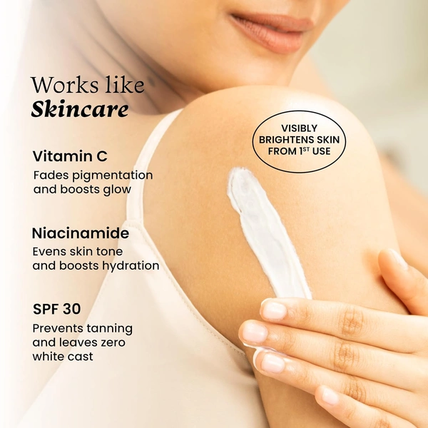 Foxtale Brightening Body Lotion - 200ml | Vitamin C+ Niacinamide & SPF 30 | Long Lasting Floral Fragrance | Even Skin Tones | Reduces Pigmentation | Lightweight & Non-Sticky | UV Protection Lotion | All Skin Type