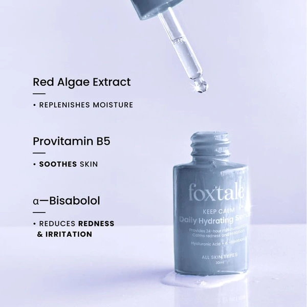 Foxtale Daily Hydrating Serum - 30ml | With Hyaluronic Acid ,Vitamin B5 & Betaine | Lightweight | Intense 24-Hour Hydration & Brightening | Plumps Skin | Reduce Redness & Irritation | For All Skin Types