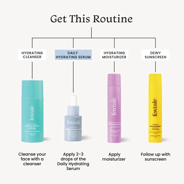 Foxtale Daily Hydrating Serum - 30ml | With Hyaluronic Acid ,Vitamin B5 & Betaine | Lightweight | Intense 24-Hour Hydration & Brightening | Plumps Skin | Reduce Redness & Irritation | For All Skin Types