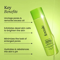 Foxtale Exfoliating Face Tone - 150ml | with 5% Lactic Acid + Hyaluronic Acid + Niacinamide | Tighter Pores | Controls Oil & Brightens Skin | Alcohol Free Toner | Brighten & Hydrating | For All Skin Types