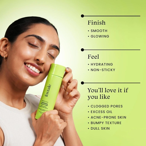 Foxtale Exfoliating Face Tone - 150ml | with 5% Lactic Acid + Hyaluronic Acid + Niacinamide | Tighter Pores | Controls Oil & Brightens Skin | Alcohol Free Toner | Brighten & Hydrating | For All Skin Types