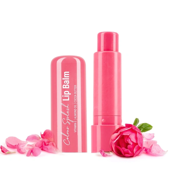 Hilary Rhoda Colour Splash Lip Balm (Rose) 3g with SPF-15 | Moisturizing Lip Care, Rose Flavor, Vitamin E & Cocoa Butter, Sun Protection for Soft, Hydrated Lips