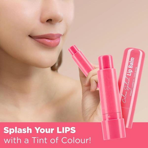 Hilary Rhoda Colour Splash Lip Balm (Rose) 3g with SPF-15 | Moisturizing Lip Care, Rose Flavor, Vitamin E & Cocoa Butter, Sun Protection for Soft, Hydrated Lips