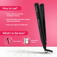 Ikonic Black Beauty Hair Straightener for Women | Ceramic Coated Floating Plates | Instant Heat Up, Handle Lock | Super Slim, Lightweight & Travel Friendly