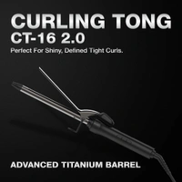 Ikonic Curling Tong 16mm Hair Curler | 8 Inch Titanium Barrel | Heat Ready Indicator, Rubber Grip, Safety Stand & Swivel Cord | Salon-Like Finish