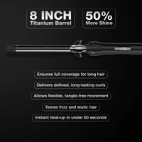 Ikonic Curling Tong 16mm Hair Curler | 8 Inch Titanium Barrel | Heat Ready Indicator, Rubber Grip, Safety Stand & Swivel Cord | Salon-Like Finish