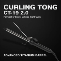 Ikonic Curling Tong 19mm Hair Curler | 8 Inch Titanium Barrel | Black & Golden | Heat Ready Indicator, Safety Stand, Swivel Cord | Salon-Like Finish