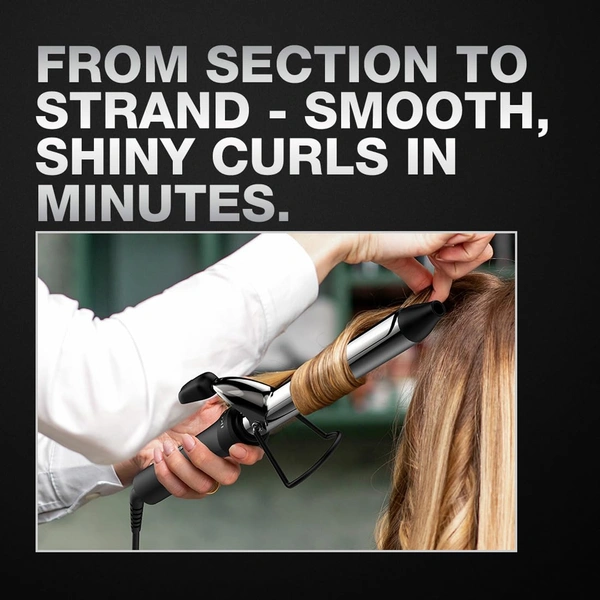 Ikonic Curling Tong CT-22 22mm Hair Curler | 8 Inch Titanium Barrel | Black & Golden | Safety Clip, Rubber Grip | Professional Salon-Like Curls