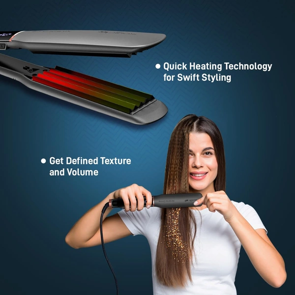 Ikonic Me Xtreme Crimp Hair Crimper for Women | Extra Long & Wide Ceramic Plates | Digital Temperature Display, 360� Swivel Cord | Salon Style Crimping