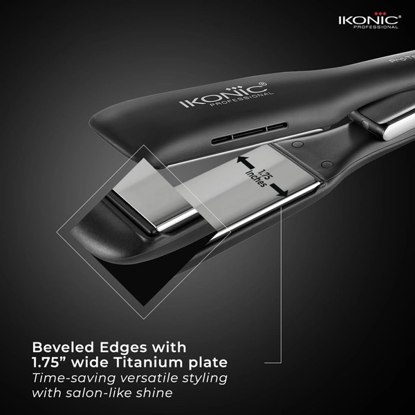 Ikonic Pro Titanium Shine Hair Straightener, Professional Dual Silver Titanium Floating Plates | Instant Heat Up With AI Technology