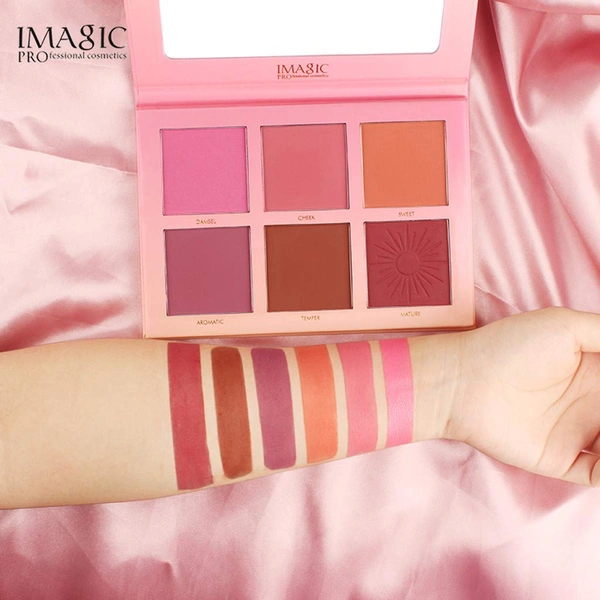 Cosluxe Imagic Professional Imagic 6 Color Touch Blush Palette | Multicolor Face Blush Makeup Palette | Smooth Blendable Matte & Shimmer Blusher | Long Lasting Natural Glow Finish