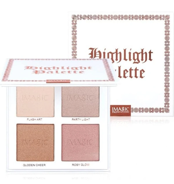 Cosluxe Imagic Professional Imagic CosluxeProfessional 4 Color Highlighter Makeup Palette 18g | Multicolor Glow Highlighter | Smooth Blendable Illuminator | Face Highlight & Contour Makeup