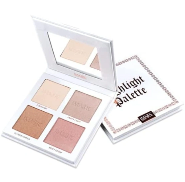 Cosluxe Imagic Professional Imagic CosluxeProfessional 4 Color Highlighter Makeup Palette 18g | Multicolor Glow Highlighter | Smooth Blendable Illuminator | Face Highlight & Contour Makeup