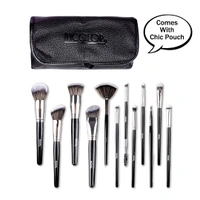 Incolor 12Pcs Makeup Brush Set Black/Silver | Glam Blend Eyeshadow & Face Brushes | Professional, Soft Bristles for Effective Makeup Application