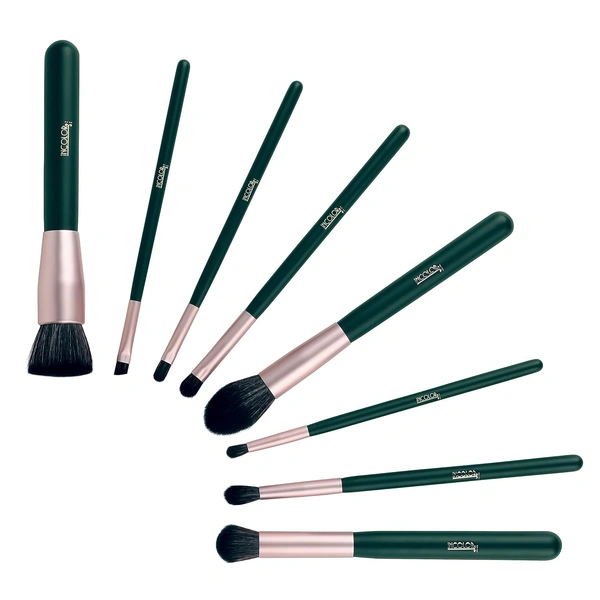 Incolor 8?Piece Makeup Brush Set | Powder, Foundation, Eyeshadow, Angled Liner, Concealer, Highlighter, Pencil & Blending Face Brushes | Soft, Durable Bristles
