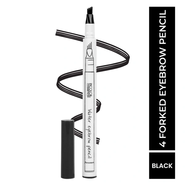 Incolor EY083 4 Forked Long Lasting Eyebrow Pencil Black with Precision Micro-Fork Tip | Smudge-Proof & Natural Hair-Like Finish | Easy Brow Definer