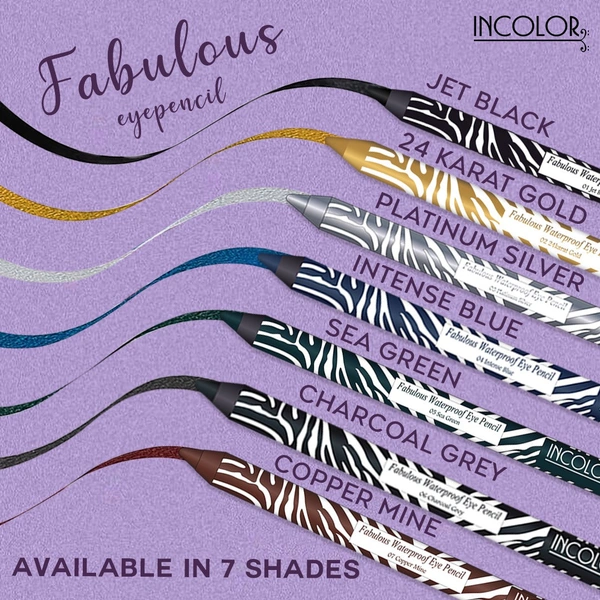 Incolor Fabulous Eye Pencil EP-185 Shade 05 Sea Green | Waterproof Metallic Gold Eyeliner Pencil | Smooth Glide | Long Lasting Eye Makeup