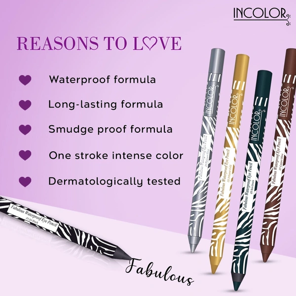 Incolor Fabulous Eye Pencil EP-185 Shade 05 Sea Green | Waterproof Metallic Gold Eyeliner Pencil | Smooth Glide | Long Lasting Eye Makeup