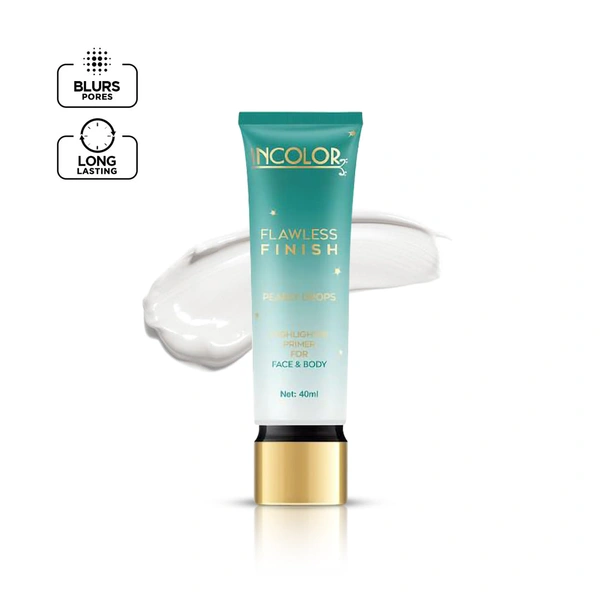 Incolor Face & Body Highlighter Primer 40ml | Flawless Finish Pearly Drops, Lightweight Glow Primer, Illuminating Base for Radiant Skin & Long-Lasting Makeup