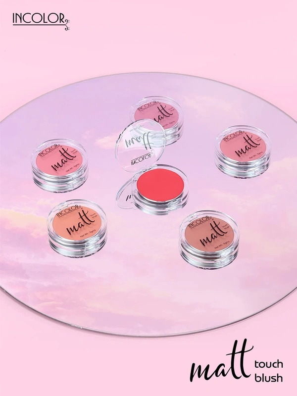 Incolor Long Lasting Matt Touch Blusher 5g Shade 01 | Matte Finish Blush, Long-Wear Cheek Color, Lightweight & Blendable, Natural Glow for All Skin Tones, Daily Makeup Essential