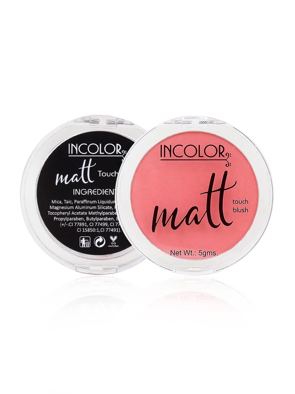 Incolor Long Lasting Matt Touch Blusher 5g Shade 02 | Matte Cheek Blush, Lightweight & Blendable Powder, Long-Wear Color for Natural Everyday Glow