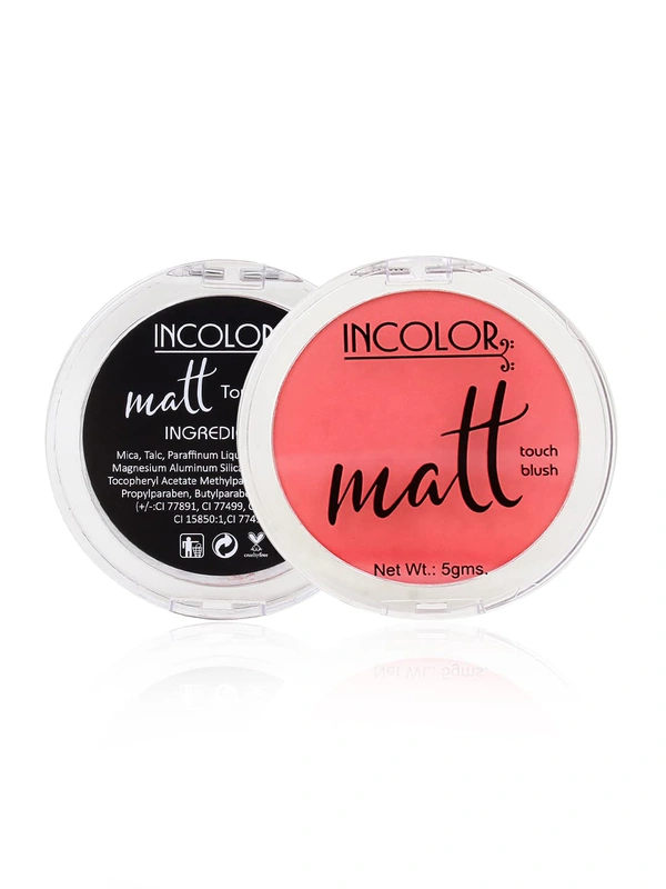 Incolor Long Lasting Matt Touch Blusher 5g Shade 01 | Matte Finish Blush, Long-Wear Cheek Color, Lightweight & Blendable, Natural Glow for All Skin Tones, Daily Makeup Essential