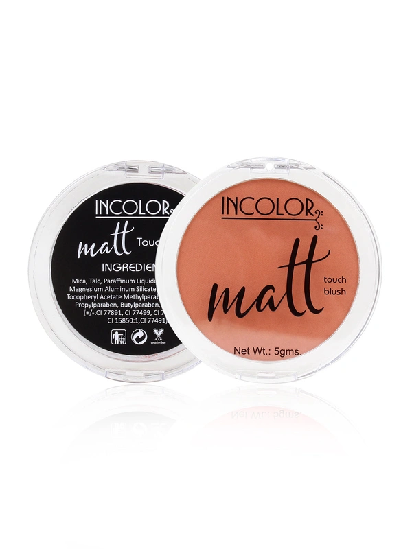 Incolor Long Lasting Matt Touch Blusher 5g Shade 04 | Smooth Matte Cheek Blush Powder, Lightweight, Blendable & Buildable Color for Long-Lasting Natural Finish