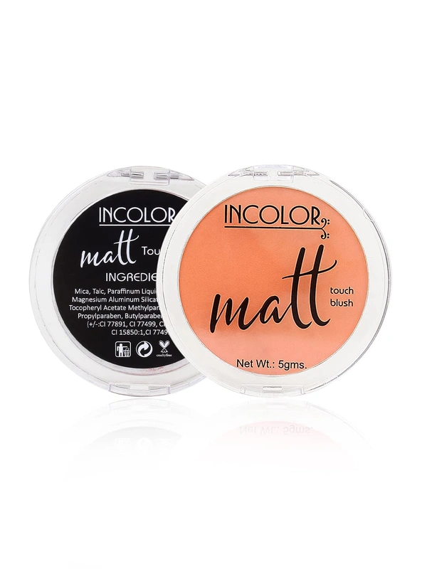 Incolor Long Lasting Matt Touch Blusher 5g Shade 05 | Smooth Matte Cheek Blush Powder, Lightweight Texture, Blendable & Buildable Color for Long-Lasting Finish