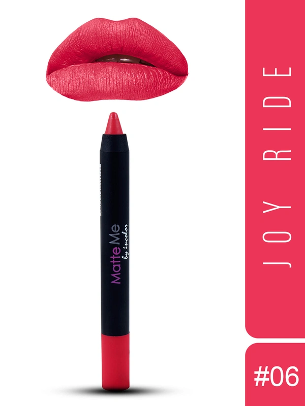 Incolor Matte Me Crayon Pencil Lipstick 06 Joy Ride | Vibrant Matte Finish & Creamy Texture | Long-Lasting Wear & Precise Crayon Design | Lightweight Formula for Daily Glam