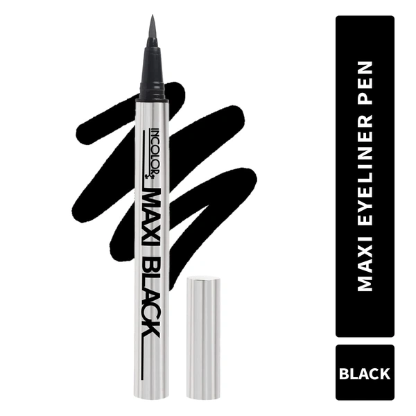 Incolor Maxi Pen Eyeliner 2gm Shade 01 Black for Women | Highly Pigmented | Long Lasting | Smudge Proof | Easy Sketch Tip | Matte Finish