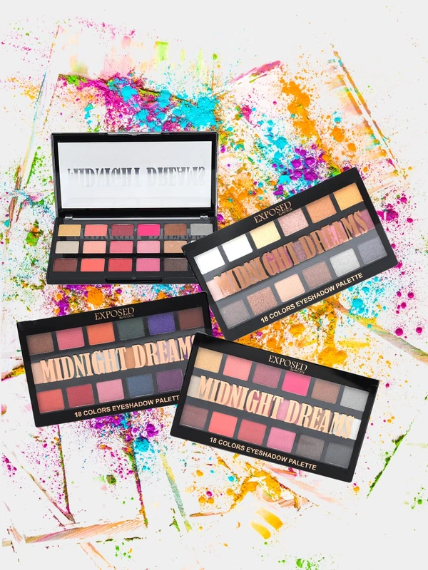 Incolor Midnight Dreams 18 in 1 Color Eyeshadow Palette 25g, Shade 01 | Waterproof Eye Makeup | Matte & Glitter Finish | Multicolor Shades for Girls & Women