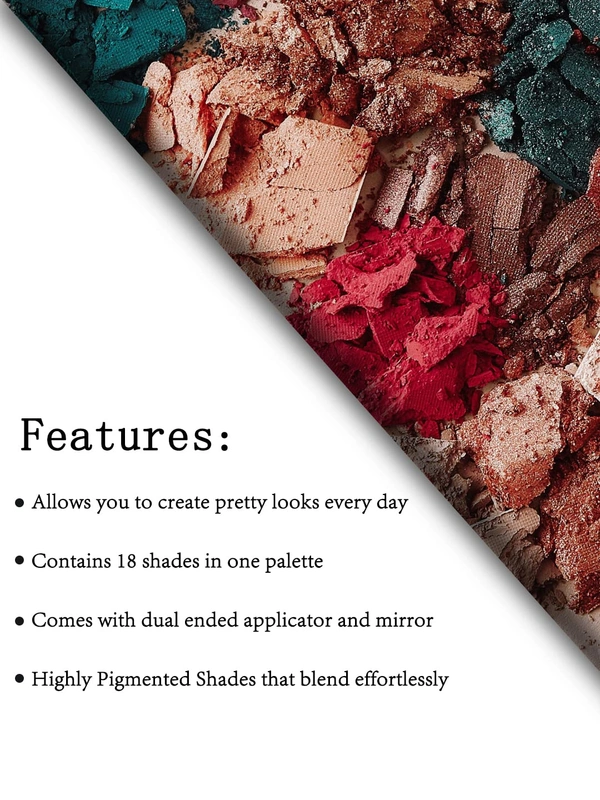 Incolor Midnight Dreams 18 in 1 Color Eyeshadow Palette 25g, Shade 01 | Waterproof Eye Makeup | Matte & Glitter Finish | Multicolor Shades for Girls & Women