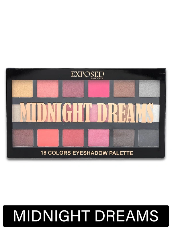 Incolor Midnight Dreams 18 in 1 Color Eyeshadow Palette 25g, Shade 01 | Waterproof Eye Makeup | Matte & Glitter Finish | Multicolor Shades for Girls & Women