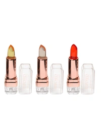 Incolor Multicolor Set of 3 Exposed Color Change Lipsticks, Jelly Crystal Glossy Finish, pH Activated, Long Lasting, Waterproof, Moisturizing Lipsticks for Women & Girls
