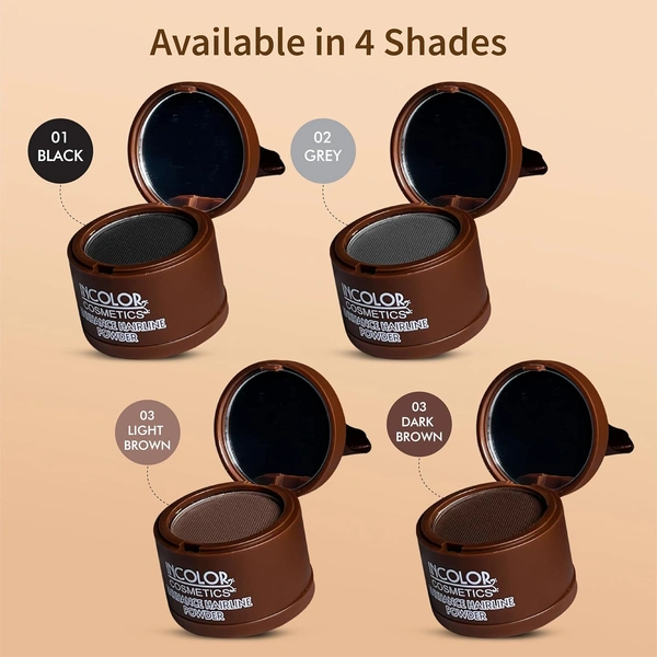 Incolor Root Touch Up Hair Powder Beard Line Dark Brown | Hairline & Beard Filler | Root Cover Up Stick | For Thinning Hair, Bald Spots & Eyebrows