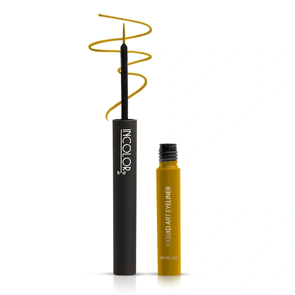 Incolor Stroke Maker Eyeliner Shade 03 Pure Gold | Intense Matte Finish | Quick Dry & 24HR Long Lasting | Waterproof & Smudgeproof | Fine Tip Precision