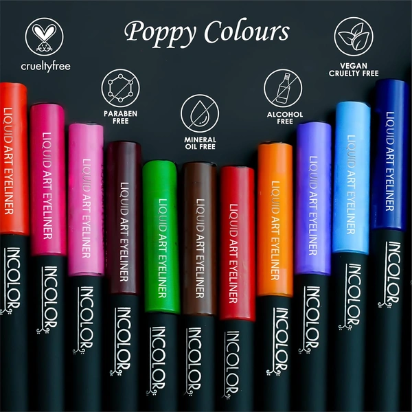 Incolor Stroke Maker Eyeliner Shade 19 Jalapeno Green | Intense Matte Finish | Quick Dry & 24HR Long Lasting | Waterproof & Smudgeproof | Fine Tip Precision