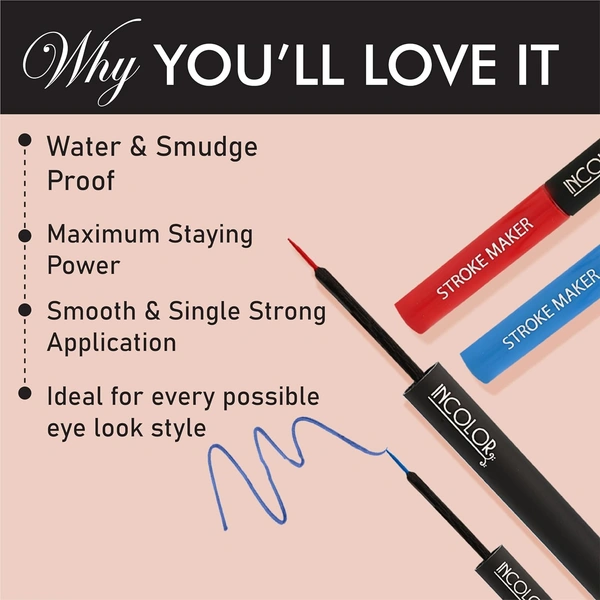Incolor Stroke Maker Eyeliner Shade 19 Jalapeno Green | Intense Matte Finish | Quick Dry & 24HR Long Lasting | Waterproof & Smudgeproof | Fine Tip Precision
