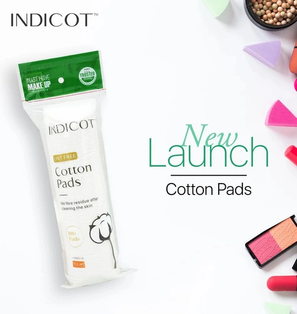 Tulips Indicot Round Cotton 50 Pads |100% Pure Soft Cotton | Safe for Sensitive Skin | Perfect for Makeup Application & Removal"