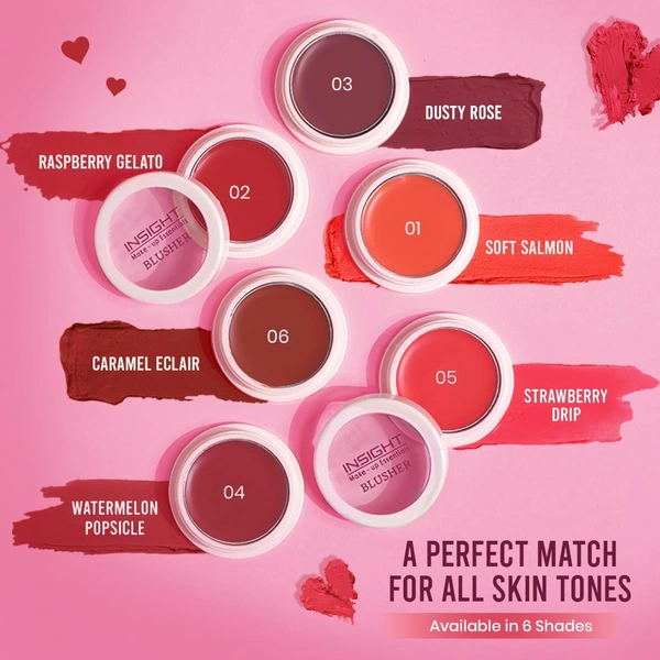 Insight Creme Blusher Dusty Rose, 3.5g | Creamy, Buildable Blusher for Natural Flush | Long-Lasting Formula | Smooth & Blendable | Ideal for All Skin Types