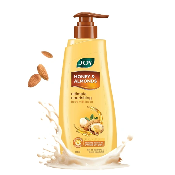 Joy Honey & Almonds Ultimate Nourishing Body Milk Winter Lotion 600ml | With Shea Butter & Vitamin E | Long Lasting Moisture | Intense Care for Dry Skin