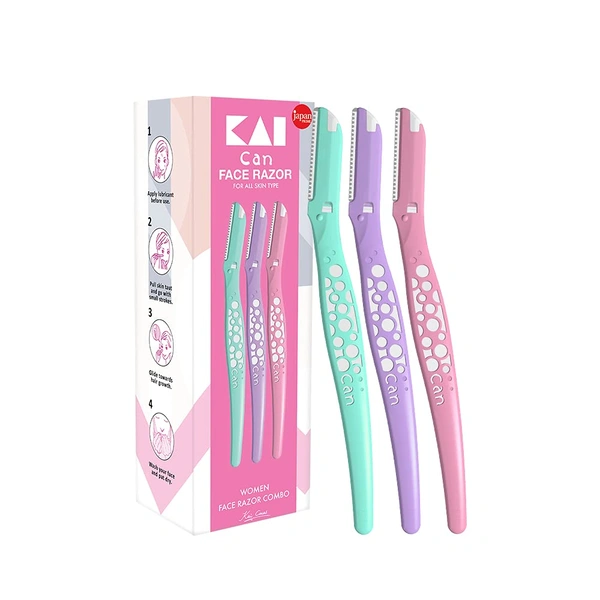 Kai Bubble Face Razor for Women | Gentle & Precise Hair Removal for Face | Eyebrows & Bikini Line | Stainless Steel Blades with Anti-Slip Grip